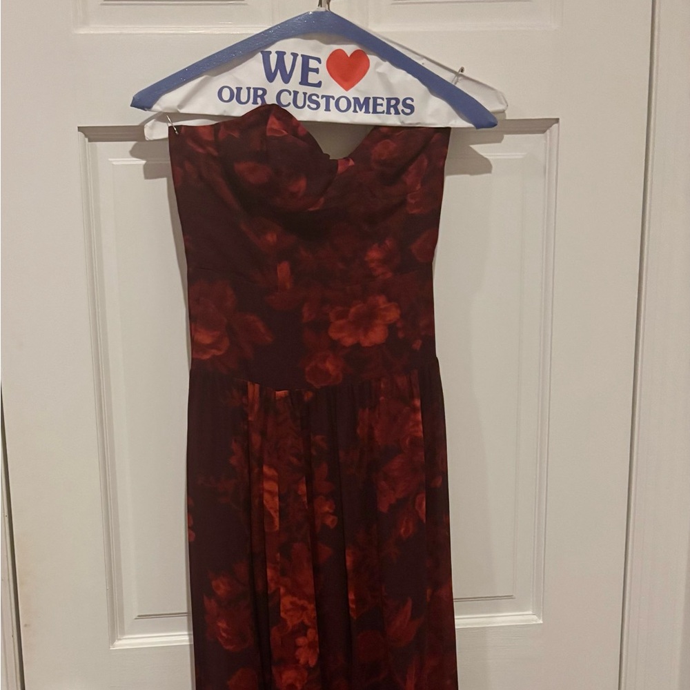 Reformation Red and Black Strapless Cocktail Gown - Picture 4 of 4